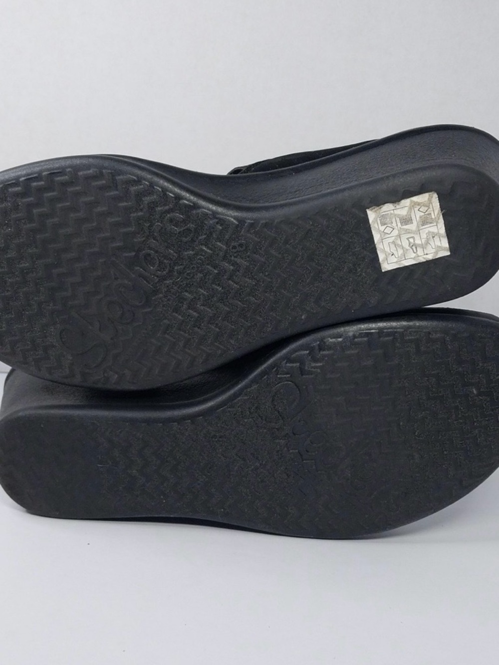 skechers cali rumble sci fi Women's Black Wedge Sandals with Elastic Strap 8 - Picture 11 of 11